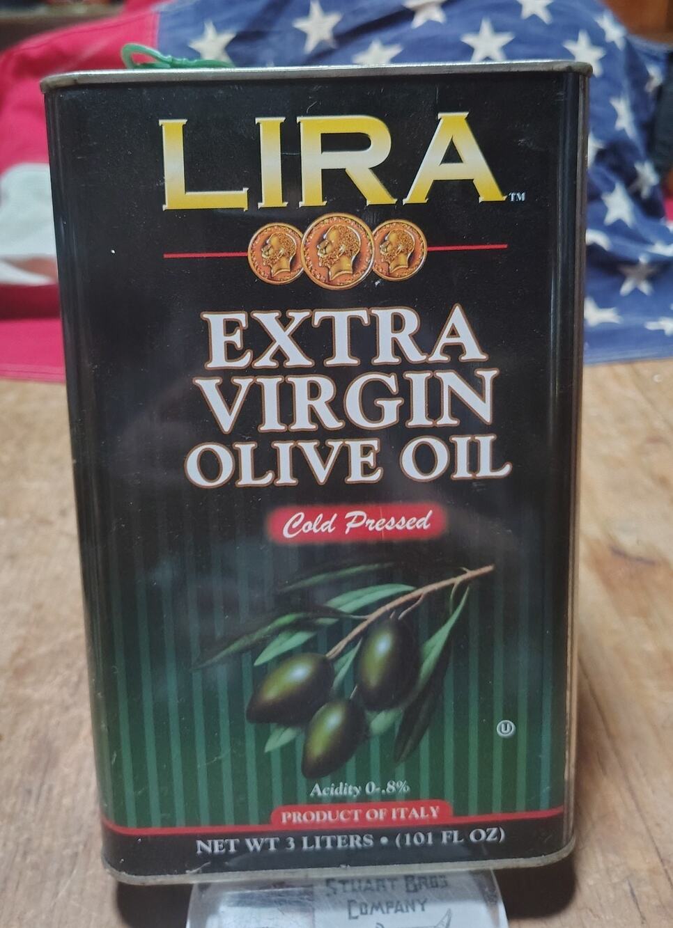 Vintage Lira Olive Oil Advertising Tin Empty For Display Kitchen Decor